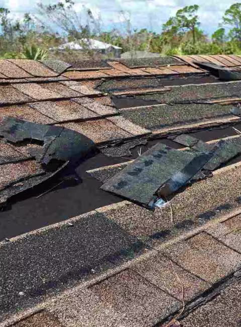 roof damaged from a storm