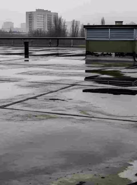 water damage on commercial flat roof