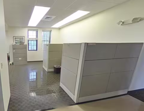 puddles on carpet of office cubicles
