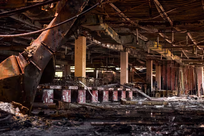retail building destroyed from fire