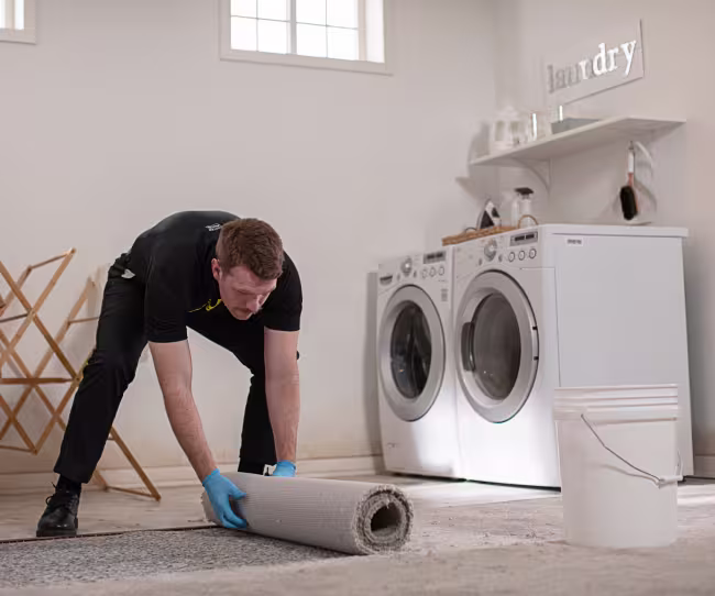 servicemaster restore technician replacing carpet