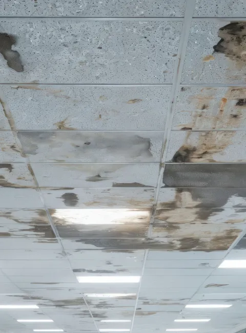 Mold covering office ceiling