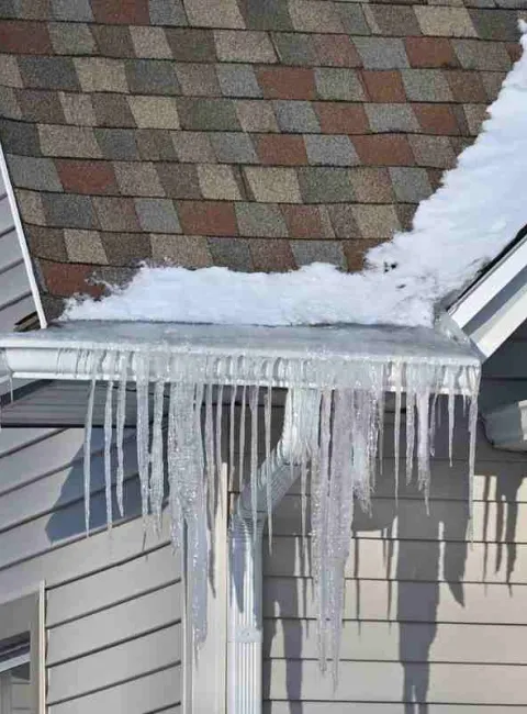 snow melt on house