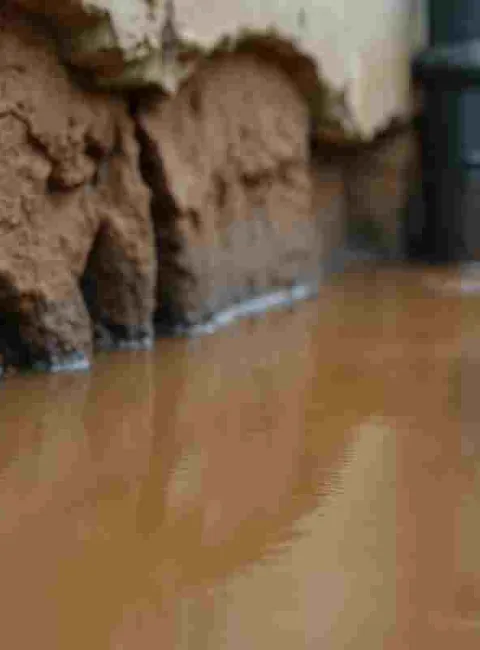 cracked foundation with water damage