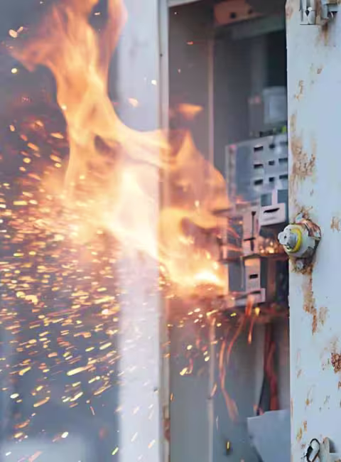 fire in older home electric panel