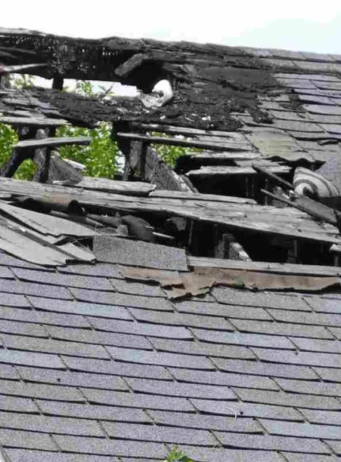 fire damaged roof
