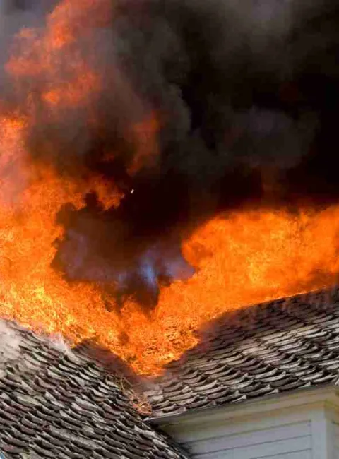 Fire on roof from embers in The Woodlands
