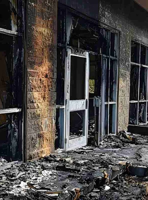 fire damaged building