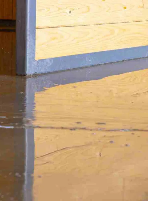 person cleaning up a flooded basement