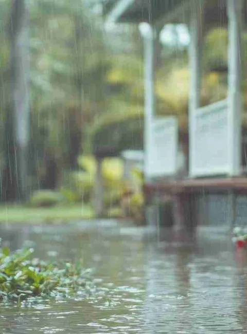 flooded front lawn