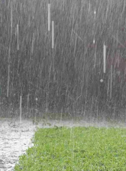 heavy rain outside of a house in Dickenson
