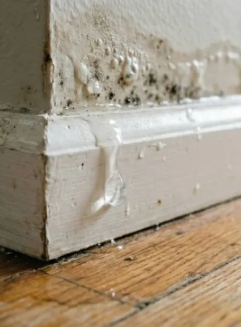 Mold in wallpaper and cabinets