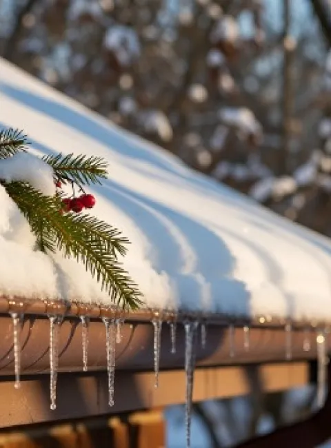 Ice dams on roofs caused by Denver winters