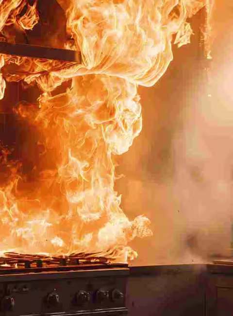 fire in a kitchen 