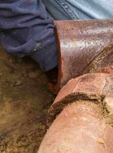 aging sewer line being worked on