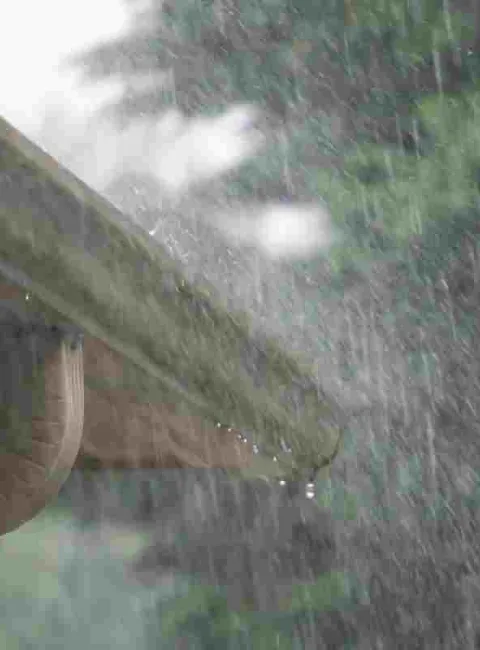 heavy spring rain on roof