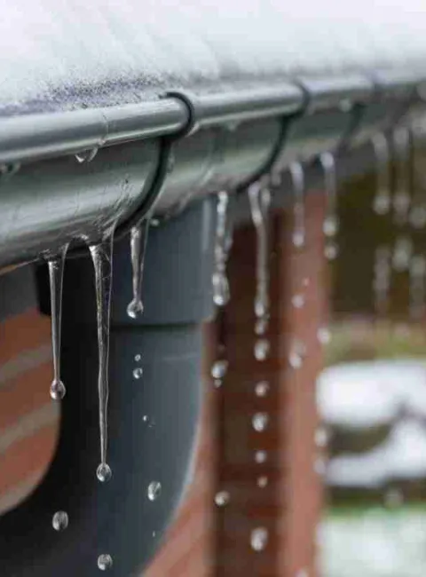 snow melt dripping from roof