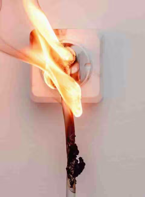 electrical outlet in fire