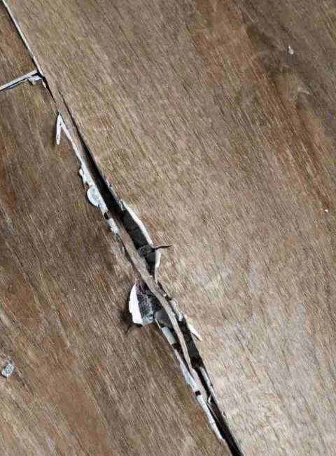 warped floor with water damage