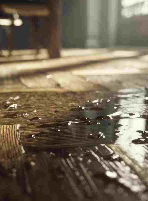 water damage on wood floor
