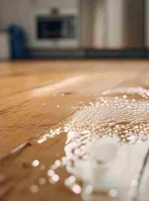 water damage on wood floor