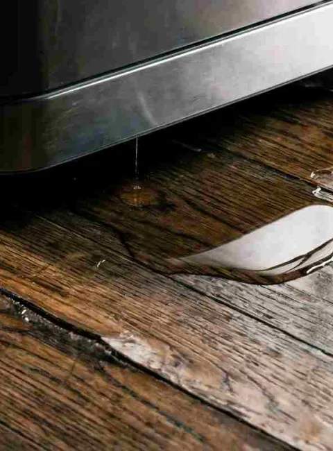 warped floor with water damage