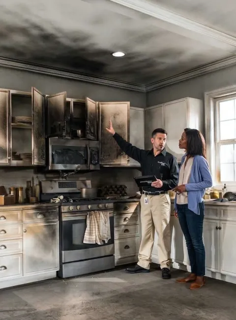 Smoke damage in kitchen