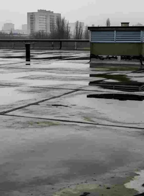 water damage on commercial flat roof
