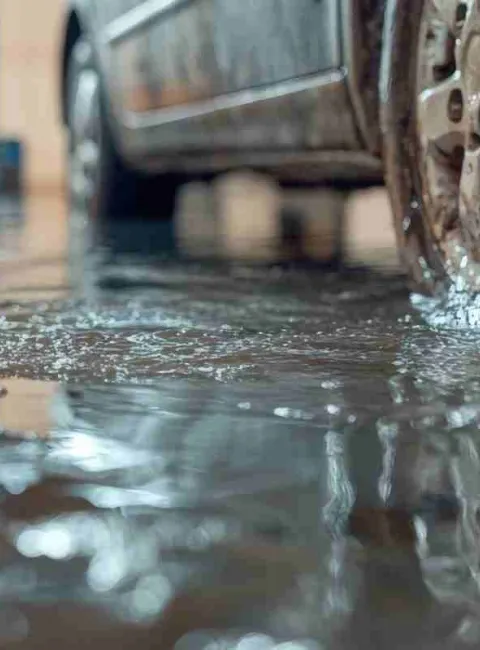 Flooded garage floor