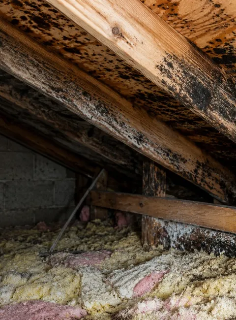 Black mold on attic rafters and sheething