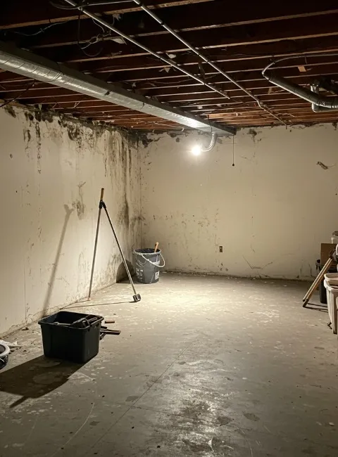 Basement mold growth after winter leaks