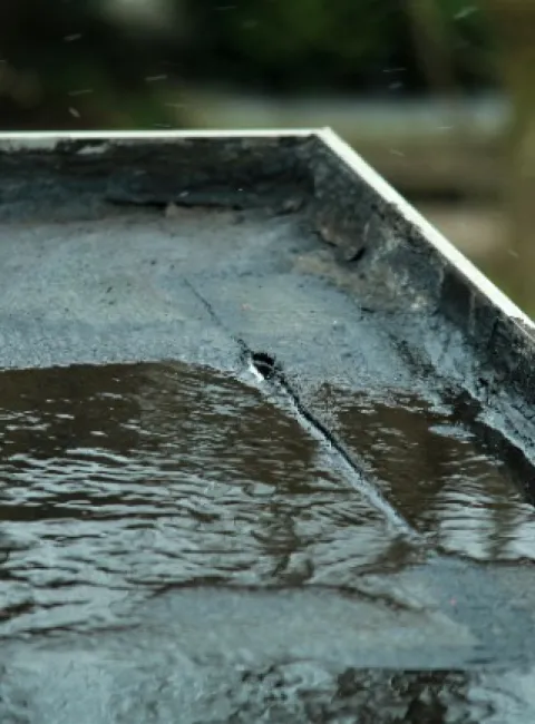 Retail center roof leaks after winter thaws