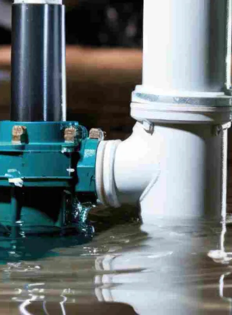 sump pump in pool of water