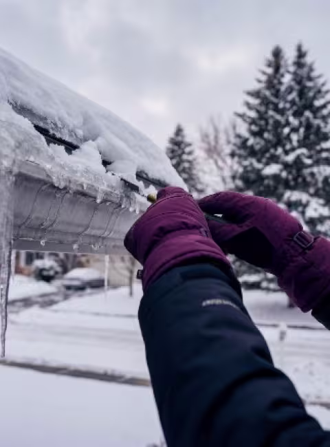 Winter storm damage causing ice dams