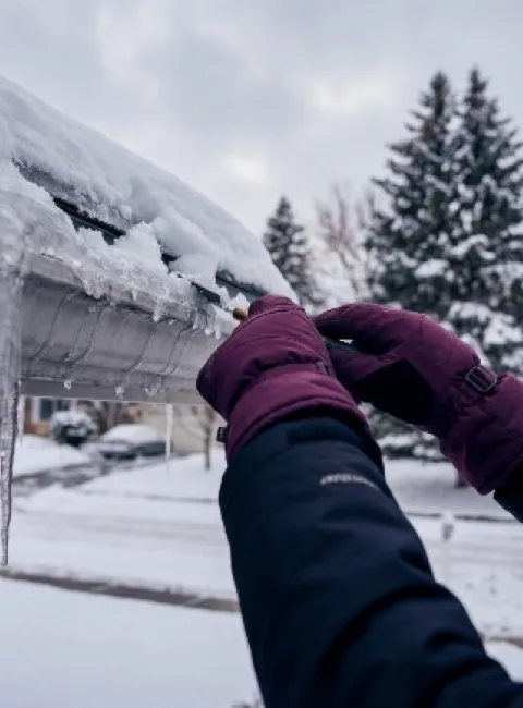 Winter storm damage causing ice dams