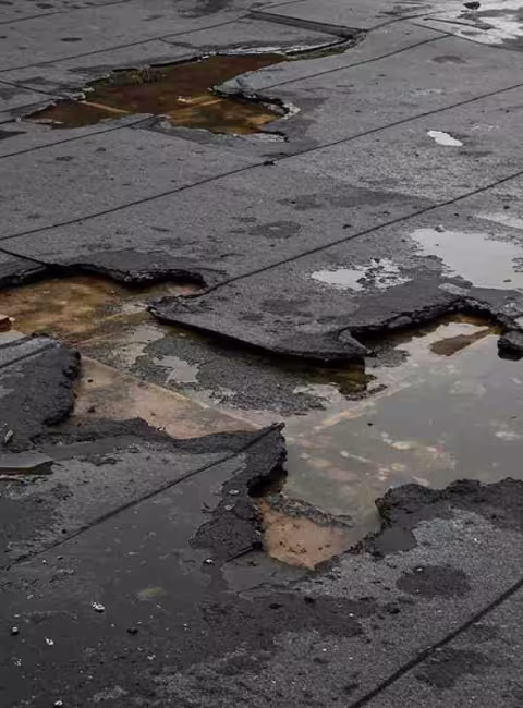 flat roof with water damage