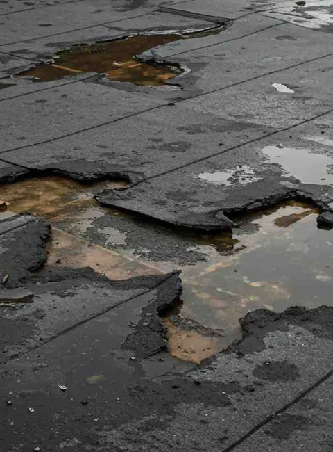 flat roof with water damage