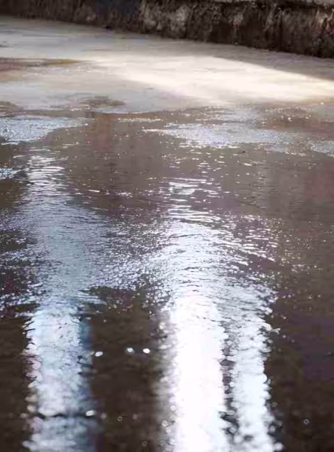 water intrusion from slab leak in basement