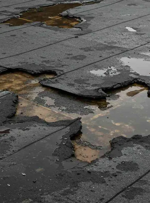 storm damaged flat commercial roof