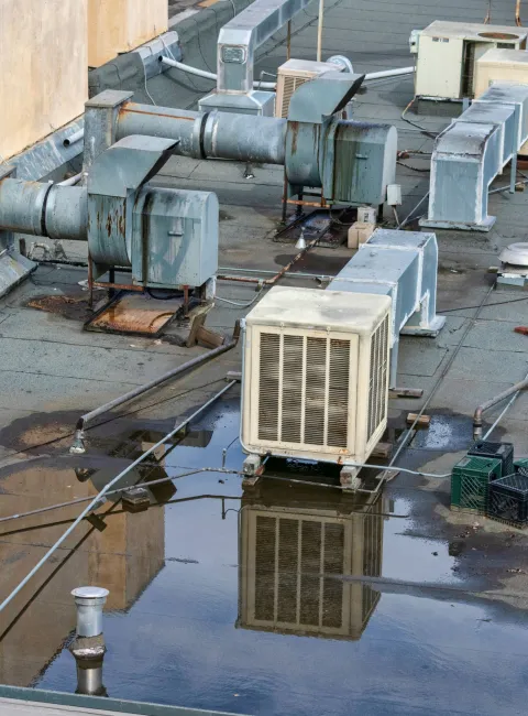 leak from hvac units on commercial roof