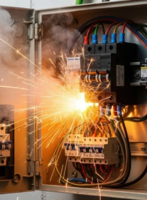 Electrical breaker on fire