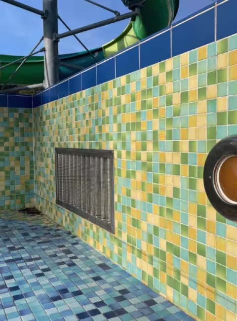 Swimming pool that is drained