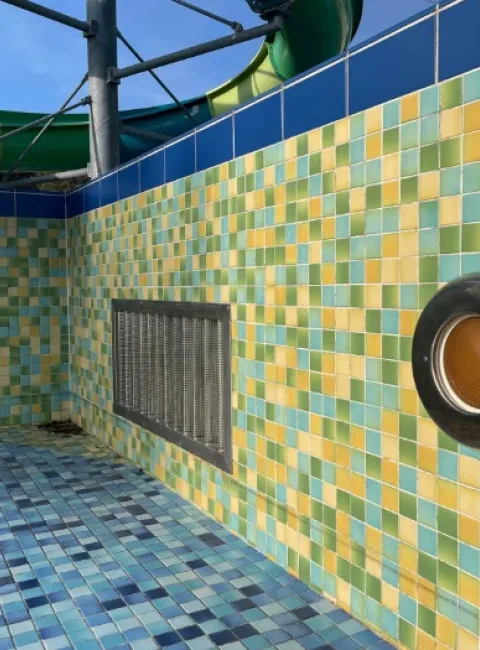 Swimming pool that is drained