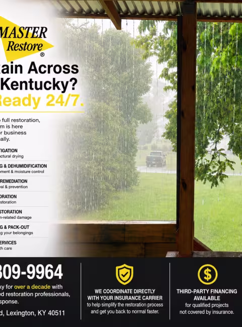 Heavy rain and storm water damage in Lexington, Kentucky
