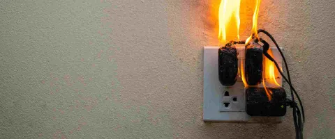 outlet on fire