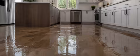 water damage in modern kitchen