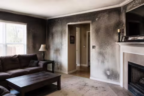 Smoke damage on walls and carpet in North Platte, NE home