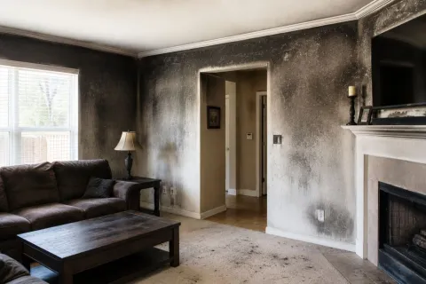 Smoke damage on walls and carpet in North Platte, NE home