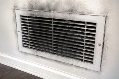 Soot accumulation on residential return air register