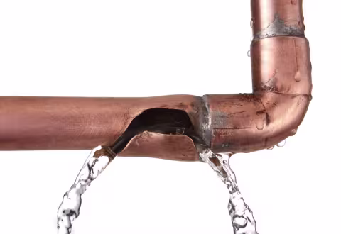 Broken copper water supply line in North Platte NE